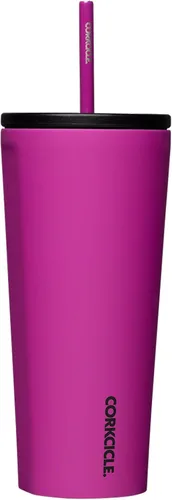 Corkcicle Vaso Térmico Aislado con Pajita - Mantiene las Bebidas Frías por 12 Horas - Acero Inoxidable con Triple Aislamiento - Tapa Resistente a