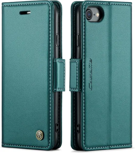 Miniatura 63 de QLTYPRI Funda tipo cartera para iPhone 7/8/SE 2020/SE 2022 5G, funda magnética de piel sintética de alta calidad con bloqueo RFID, ranuras