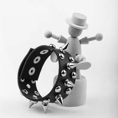 Miniatura 5 de Eigso 2-5 pulseras de piel sintética para hombres y mujeres, pulseras góticas steampunk ajustables con cadenas