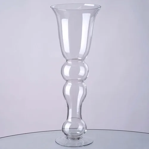 Miniatura 15 de Efavormart - Juego de 2 centros de mesa de trompeta con adornos de cristal transparente de 31 pulgadas, jarrón reversible de plástico para flores