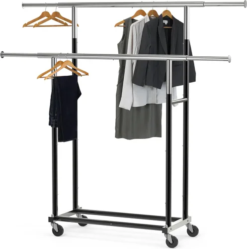 Simple Houseware Perchero estándar de doble barra, negro