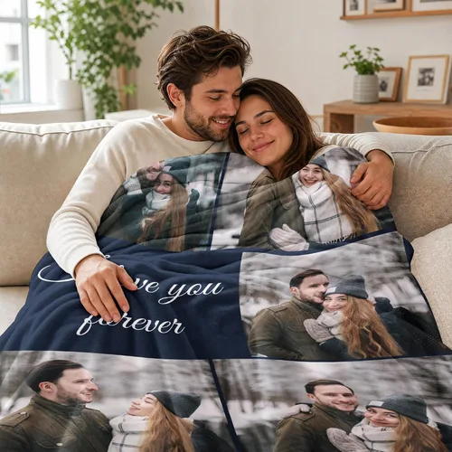 Miniatura 5 de Envío al día siguiente, manta personalizada con foto y texto impresa en EE. UU., cobijas con fotos personalizadas y mantas para lanzar cobijas Foto 5