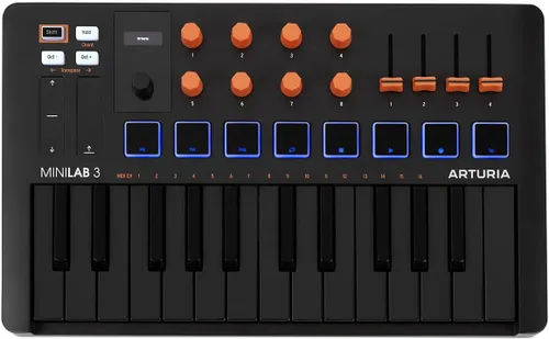 Arturia MiniLab 3 - Controlador MIDI universal para producción de música, con paquete de software todo en uno, 25 teclas, 8 almohadillas