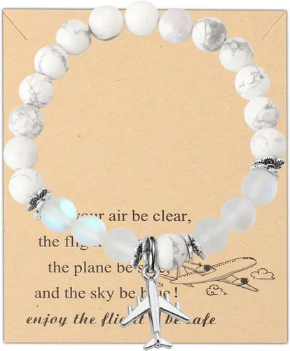 FUSTMW Pulsera de avión, colgante de avión, joyería para asistente de vuelo, regalos de graduación para aviación, viajero, regalos seguros para