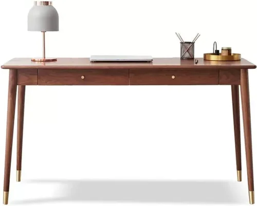 Miniatura 8 de Escritorios de oficina de nogal para computadora, escritorio de escritura con cajón, mesa de oficina para el hogar, sala de estar, dormitorio
