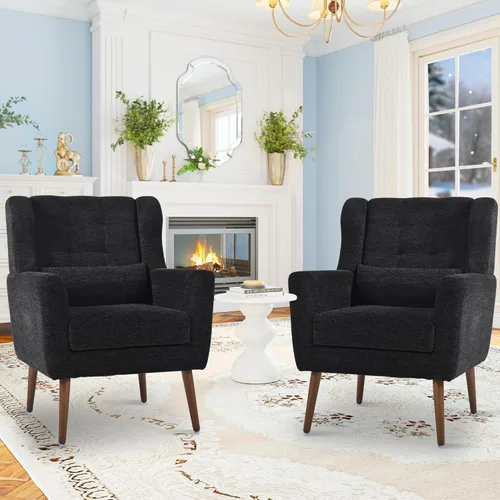 Miniatura 24 de cinkehome Sillas decorativas con brazos para sala de estar, sillón moderno tapizado en chenilla, cómoda silla de salón acolchada y suave