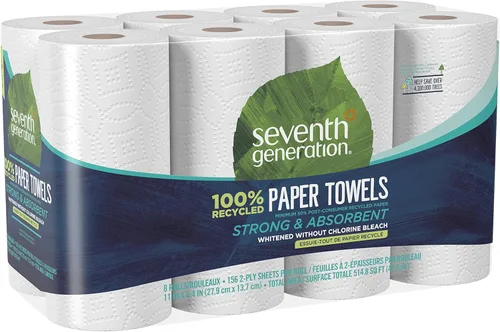 Miniatura 9 de Seventh Generation Toallas de papel 100% recicladas, 2 capas, 8 unidades, paquete de 4