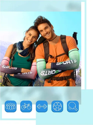 Miniatura 41 de 10 pares de mangas de protección solar UV brazo mangas de enfriamiento antideslizante compresión deportes poliéster Ciclismo cubiertas