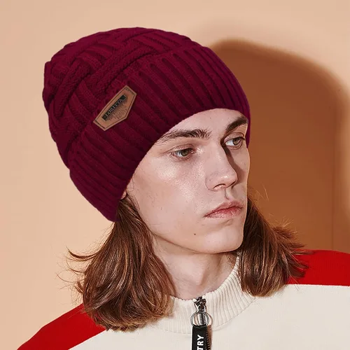 Miniatura 19 de Loritta Gorro de invierno cálido de punto grueso y holgado para hombre
