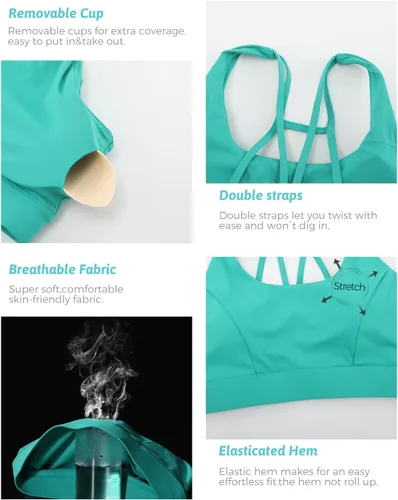 Miniatura 111 de Brasieres deportivos para mujer, con relleno, tipo camiseta sin mangas, sexis, con espalda cruzada, de alto impacto, largos, ideales para practicar