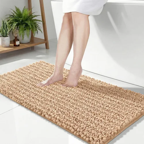Miniatura 26 de Disolla Alfombra de baño pequeña, antideslizante, lavable, color beige, 17 x 24 pulgadas, súper absorbente, suave, alfombra de baño de felpilla