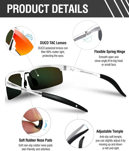 Miniatura 3 de Duco - Gafas de sol deportivas polarizadas para hombre con protección UV 8177s