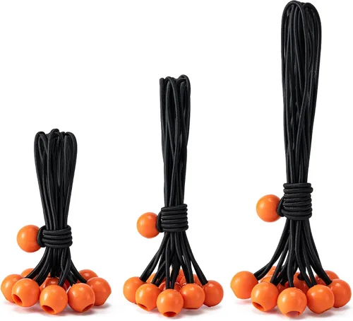 Miniatura 17 de Paquete de 30 cuerdas elásticas con bola, cuerdas elásticas resistentes de 4 pulgadas, lona de toldo con bolas elásticas para amarre de dosel