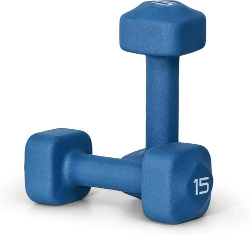 Miniatura 23 de Tone Fitness Pares de Mancuernas de Pesas de Neopreno con Cabeza Cuadrada Antirrodamiento Múltiples Opciones Azul