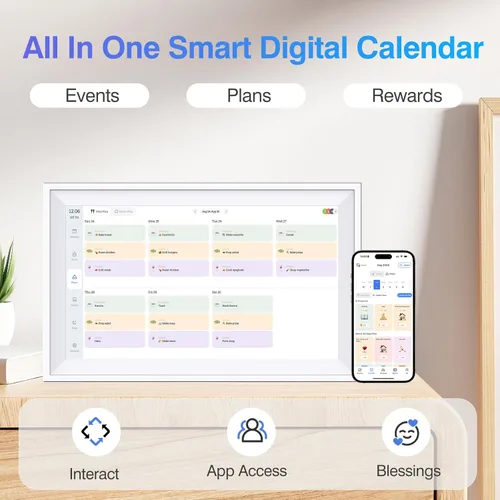 Miniatura 2 de Calendario digital de 15.6 pulgadas, calendario de pared con pantalla táctil, calendarios electrónicos para organizador familiar, sincronización
