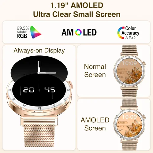 Miniatura 2 de Smart Watches for Women (Answer/Make Calls),1.19" AMOLED Slim Smartwatch with Heart Rate/Sleep Monitor,120+ Sport Modes Fitness Tracker with Rose