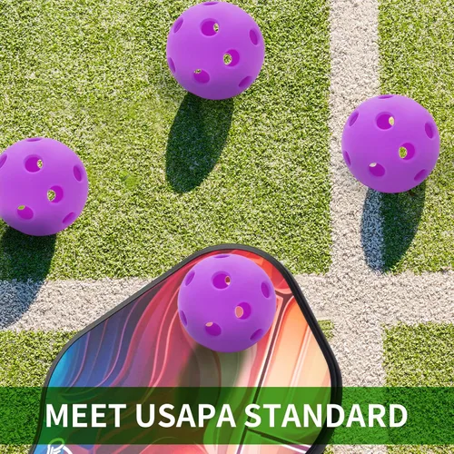 Miniatura 3 de Pelotas de pickleball para interiores, 26 agujeros, aprobadas por USAPA, paquete de 4 bolas de pepinillo de alto rebote, regalos de pickleball