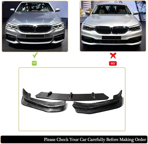 Miniatura 8 de Borde de parachoques delantero de fibra de carbono para BMW Serie 5 G30 G31 M Sport Sedan/Wagon 2017-2019 520i 530i 540i M550i M-tech salida