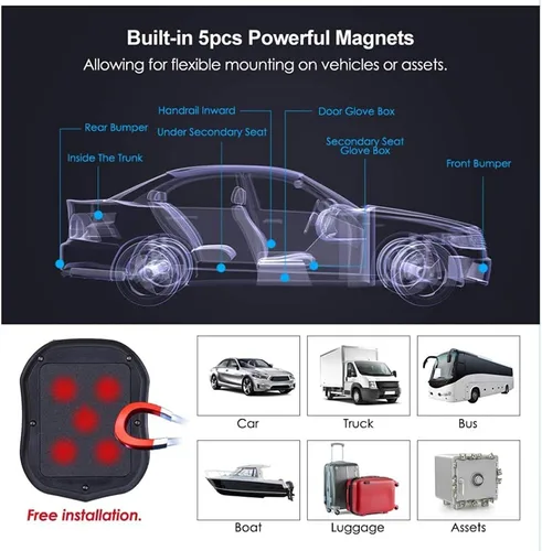 Miniatura 6 de Rastreador GPS para vehículos, dispositivo de seguimiento GPS magnético oculto para automóviles, motocicletas, camiones con seguimiento en tiempo