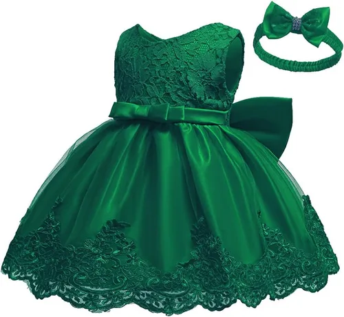 Miniatura 5 de Vestido tutú para niñas de 0 a 6 años, con lazo grande, para boda, Navidad, encaje, con diadema, Blanco