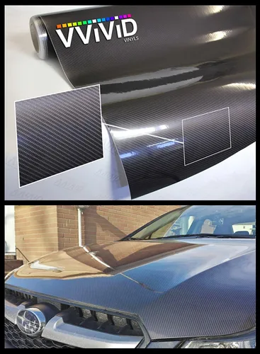 VViViD Película de vinilo de fibra de carbono de alto brillo Tek R gris oscuro (2 x 5 pies)