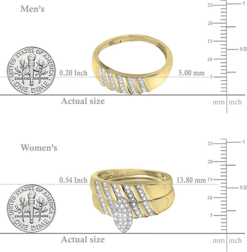 Miniatura 4 de Dazzlingrock Collection Anillo de compromiso de 0.35 quilates (ctw) con diamantes blancos redondos para hombre y mujer, conjunto de trío de 13 CT