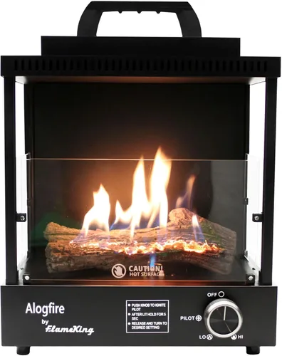 Flame King ALOGFIRE Calentador de Troncos de Propano con Ambiencia, Llamas Danzantes Limpias y Sin Humo, para Uso en Interiores y Exteriores, para