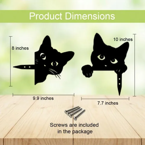 Miniatura 6 de Black Cat Fence Decor Metal Cats Yard Art Outdoor and Garden, Metal Cats Silhouette Garden Decor for Outside Lawn Patio Courtyard, Cute Kitty Fence