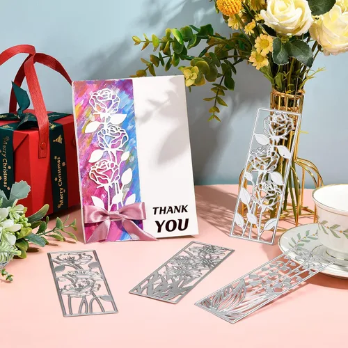 Miniatura 2 de ORIGACH 4 troqueles de corte de marco de flores de metal para hacer tarjetas, plantillas en relieve para álbumes de recortes, decoración de tarjetas