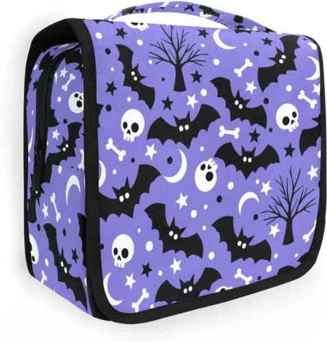 MNSRUU Hanging Toiletry Bag Bats Satellites Skulls and Trees Travel Makeup bag for Toiletries Portable Travel Toiletry Organizer Cosmetic Bags with