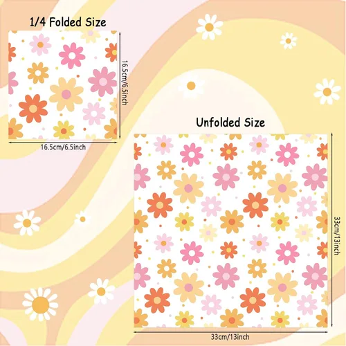 Miniatura 2 de 120 servilletas de papel con margaritas Groovy Daisy Boho Servilletas de cena desechables con flores decorativas para fiestas de baby shower