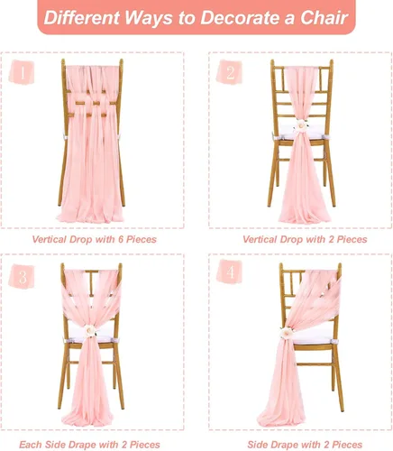 Miniatura 3 de Fanqisi 16 cintas para sillas con cintas de 8 pies de largo, cortinas de tela suave para decoración de bodas, iglesias, sillas, pasillos