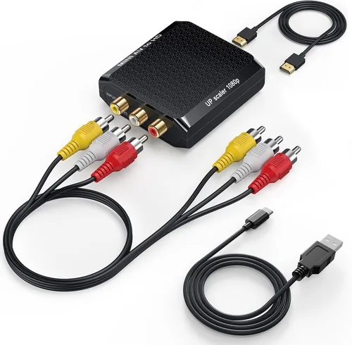 Adaptador WENTER de RCA a HDMI, convertidor de 1080P AV a HDMI, adaptador de audio y video compuesto mini CVBS, compatible con PAL/NTSC para