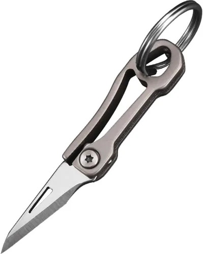 Miniatura 2 de Cuchillo de titanio plegable ultra pequeño con hoja de acero inoxidable 420j2, mini cortador de cajas portátil EDC/abridor de paquetes, ultra