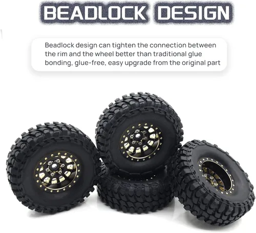 Miniatura 6 de 1.0 Plus Latón Beadlock Ruedas RC Juego de llantas de 1.48 oz/pcs 6 radios llantas para TRX4M Axial SCX24 FMS FCX24 1/18 1/24 RC Crawler Accesorios