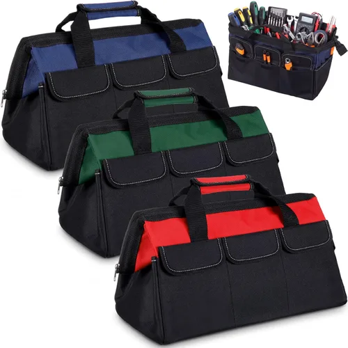 Miniatura 21 de Sanwuta - Paquete de 3 bolsas para herramientas, alta resistencia, fondo rígido impermeable, boca ancha, para electricista, carpintero, mecánico, 13