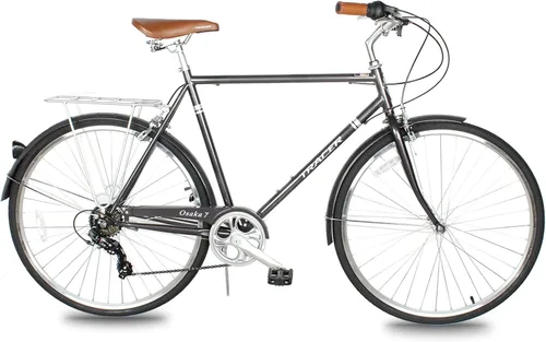 Miniatura 12 de Tracer Osaka - Bicicletas híbridas, marco de acero, Shimano Nexus Inter 3/7 velocidades, agarre marrón asiento marrón, bicicleta de carretera, Rojo