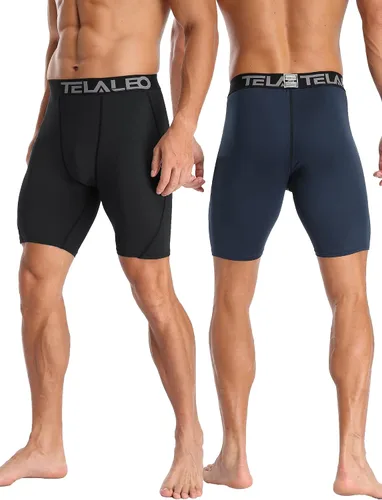 Miniatura 4 de TELALEO Paquete de 6 o 5 pantalones cortos de compresión para hombre, pantalones cortos deportivos de elastano, pantalones cortos atléticos