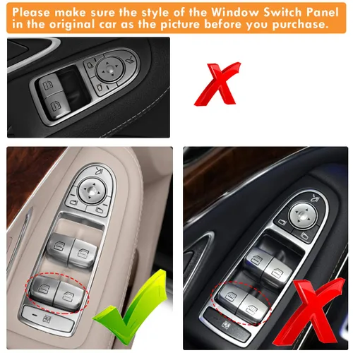 Miniatura 2 de Moonlinks Cubiertas de botón de interruptor de ventana para Mercedes Benz C E GLC Class, tapas de botón de reparación del interruptor de ventana