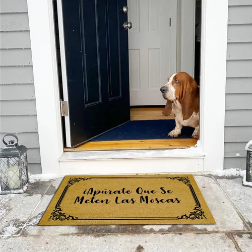 Miniatura 5 de Felpudo grande de verano para puerta delantera, entrada al aire libre, divertido, Apura Que Se Meten Las Moscas Felices Felicitudes de Feliz Navidad