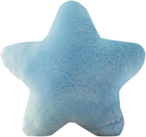 Almohada de peluche con forma de estrella de 15.7 pulgadas, cojín decorativo para regalo, color azul