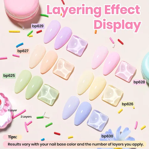 Miniatura 3 de Beetles - Juego de esmaltes de uñas pastel – Macaron Mood, juego de 6 colores de esmalte de uñas de secado rápido, arte de uñas, manicura de larga