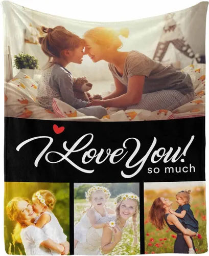Miniatura 23 de InterestPrint Regalos personalizados para mamá, manta personalizada con fotos y fotos familiares, regalos de cumpleaños para el día de la madre
