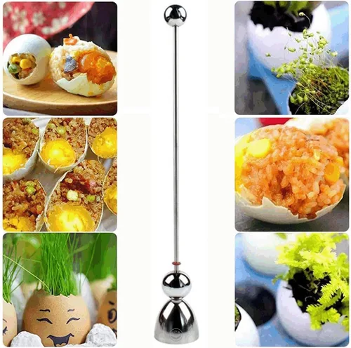 Miniatura 6 de 5 piezas - 4 soportes para huevos de alambre de resorte y 1 abridor de acero inoxidable
