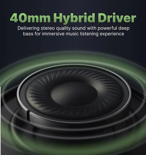 Miniatura 5 de Hmusic MS04 Auriculares Bluetooth con cancelación activa de ruido sobre la oreja 4-Mic Hybrid -40dB ANC Bluetooth Headset, 2-ENC Mic, 80H