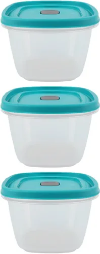 Miniatura 21 de Paquete de contenedores de almacenamiento de alimentos de 1.25 tazas, juego de 9 piezas, tapas azules fáciles de encontrar, 4 recipientes, 4 tapas