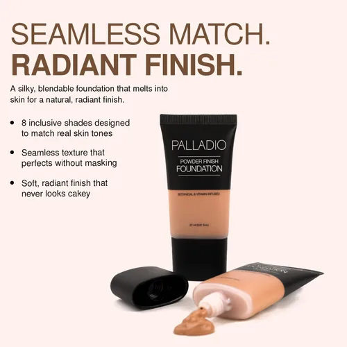Miniatura 5 de Palladio Base líquida con acabado en polvo, aspecto mate natural, reduce las líneas finas, cubre poros grandes, oculta imperfecciones, uso durante