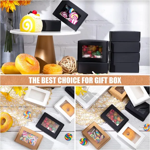 Miniatura 6 de Zonon 30 cajas de jabón para embalaje casero, mini cajas de regalo de papel kraft con ventana para panadería, dulces, jabón, embalaje de regalo