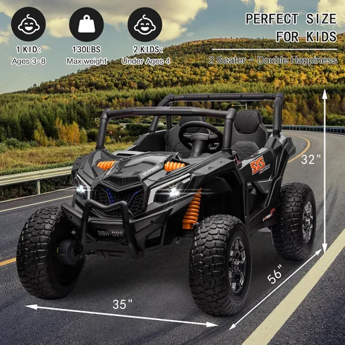 Miniatura 4 de MOLACHI juguetes de paseo de 24 V para niños grandes, UTV eléctrico para niños de 4 ruedas con ruedas EVA, vehículos de control remoto para niños