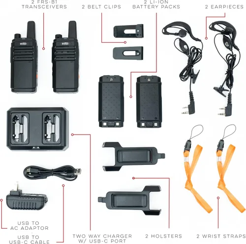 Miniatura 2 de BTECH FRS-B1 Paquete de 2 FRS Business, Walkie Talkies para adultos, NOAA, radio bidireccional de alto rendimiento. Kit completo con kit